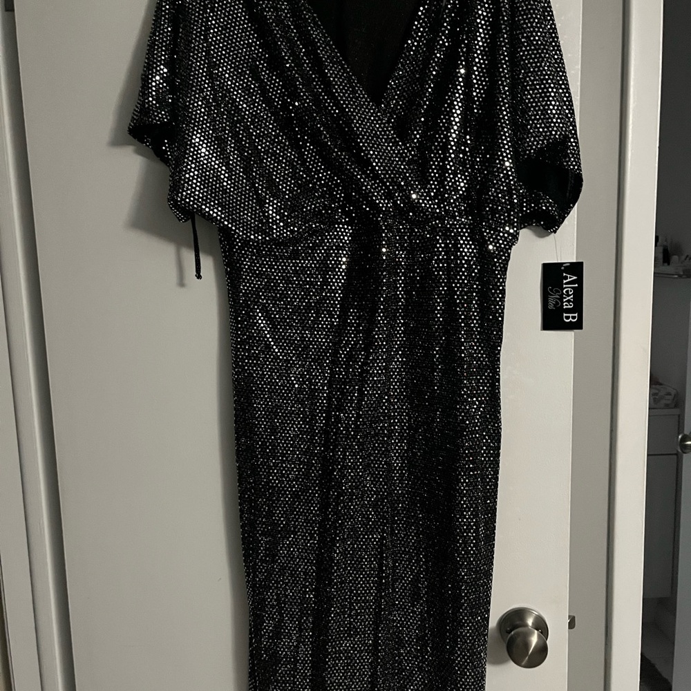 Alexia B Shimmering Black Midi Dress